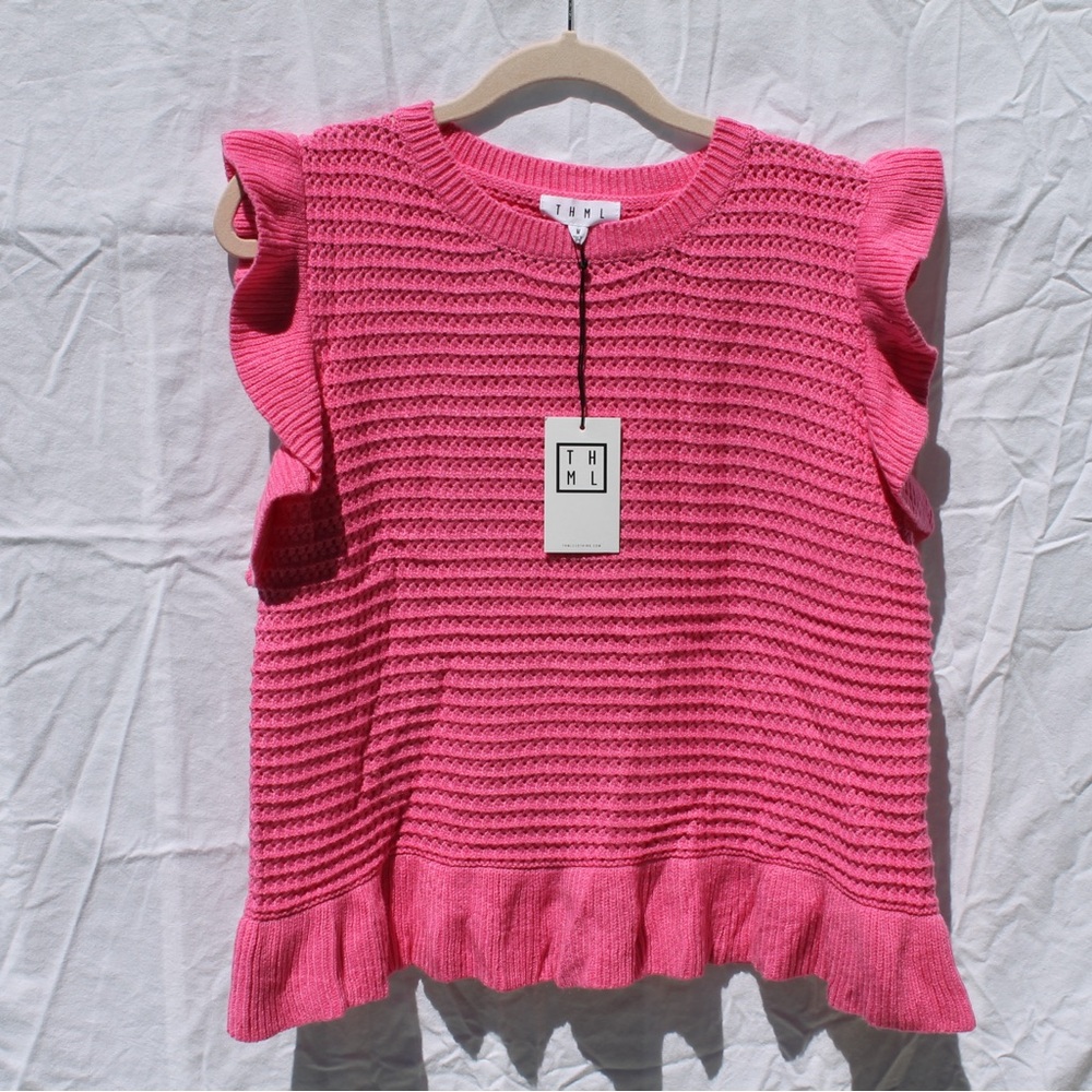 Pink Sleeveless Knit Top